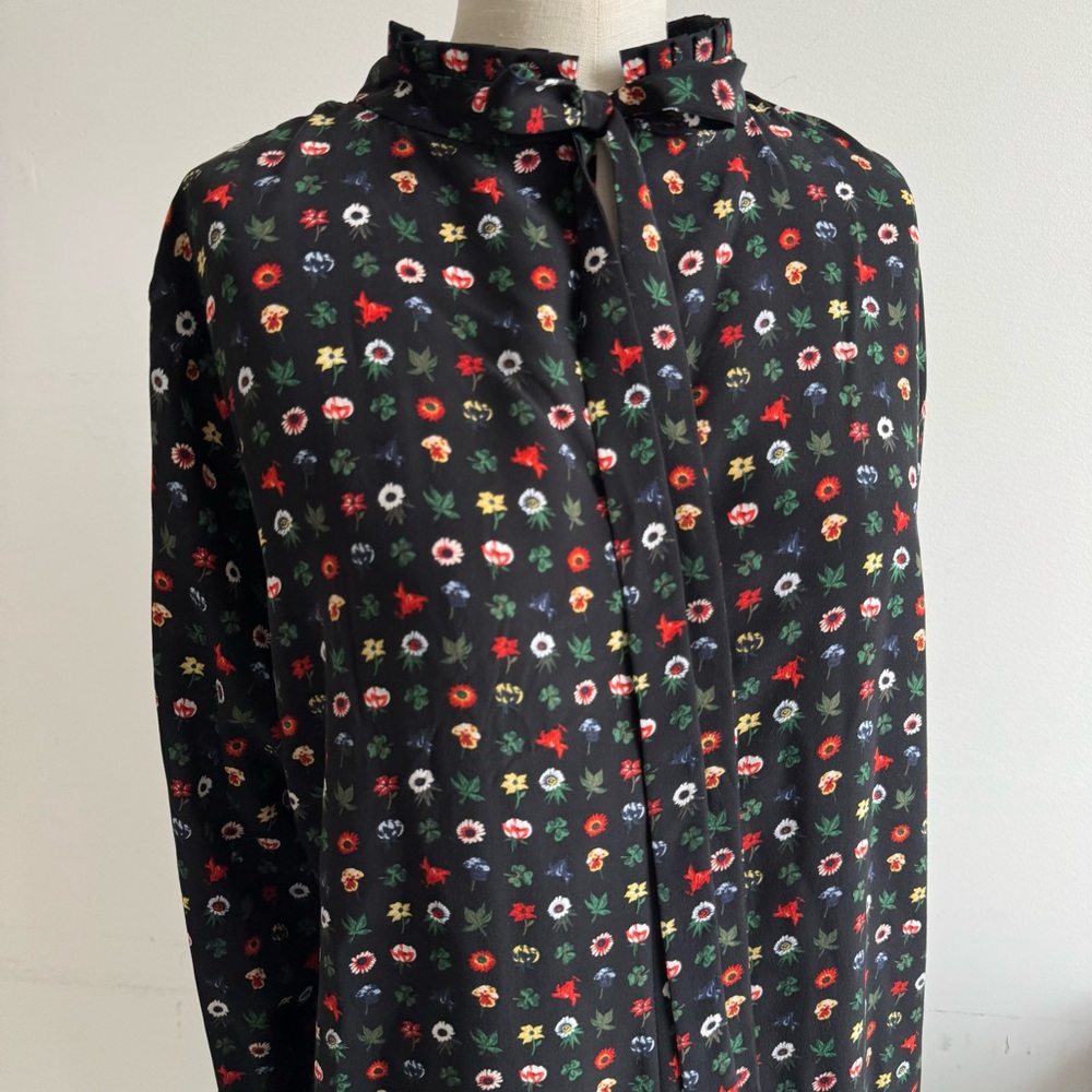 Equipment Black mini Floral blouse Sz L